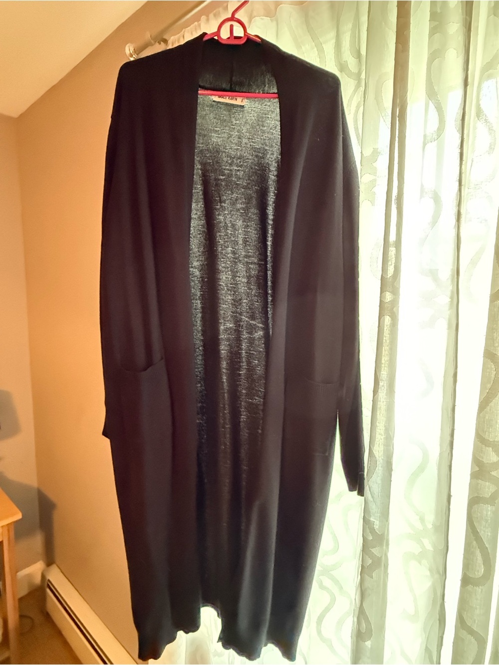 Grace Karin Black Long Open Front Knit Cardigan
